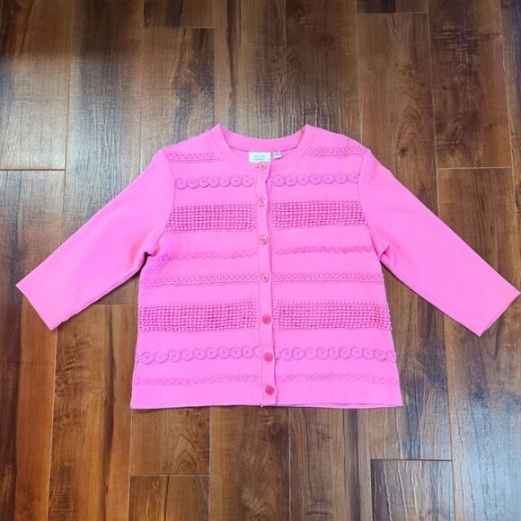 VTG Baxter & Wells Pink Cardigan Womens M Coquette Soft Girl Grandma Core - Picture 1 of 8